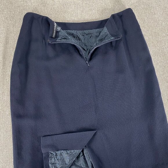Linda Allard Ellen Tracy Wool Blend Pencil Skirt Women 14 Navy Blue Casual Korea - Picture 8 of 13